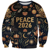 Peace 2026 Spiritual Harmony Sweatshirt Bohemian Celestial Mandala Illustration