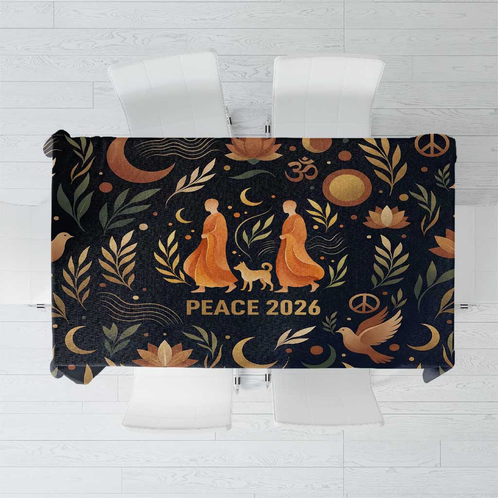 Peace 2026 Spiritual Harmony Tablecloth Bohemian Celestial Mandala Illustration