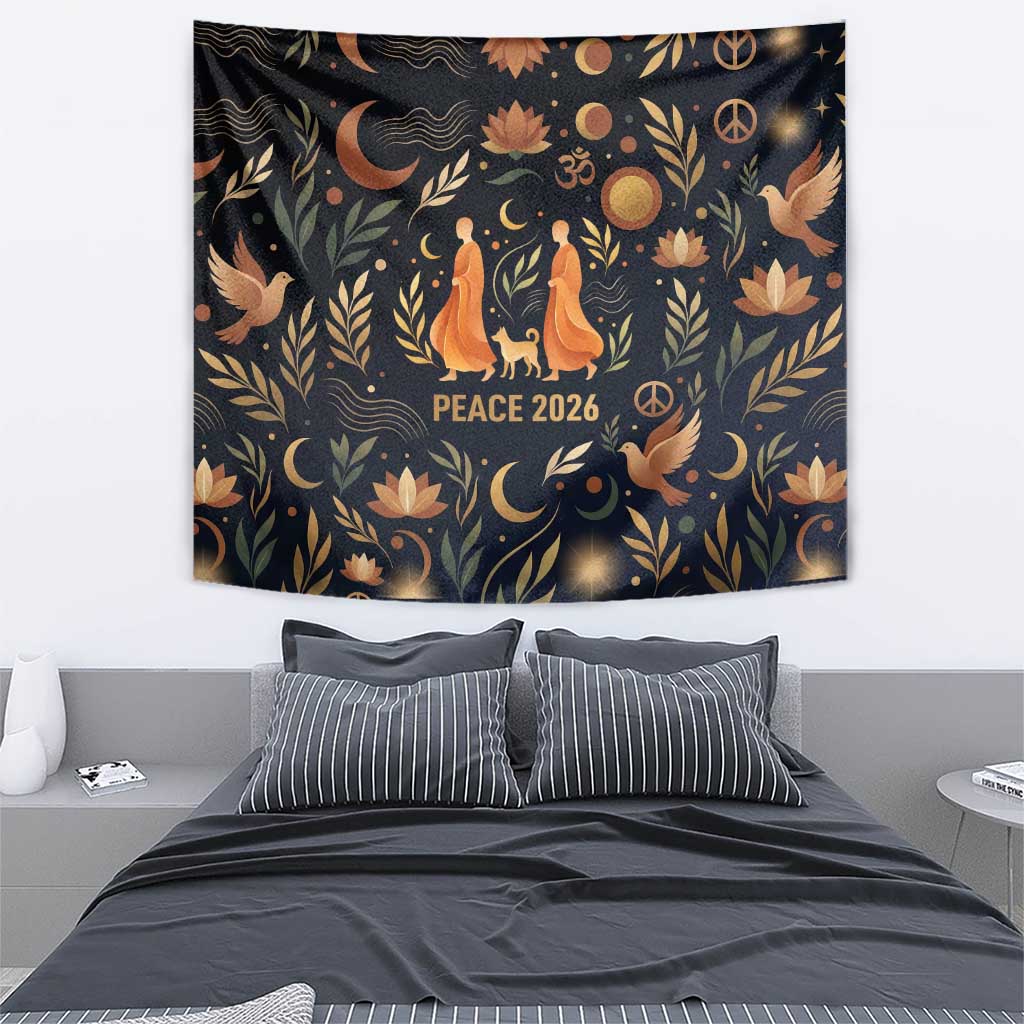 Peace 2026 Spiritual Harmony Tapestry Bohemian Celestial Mandala Illustration