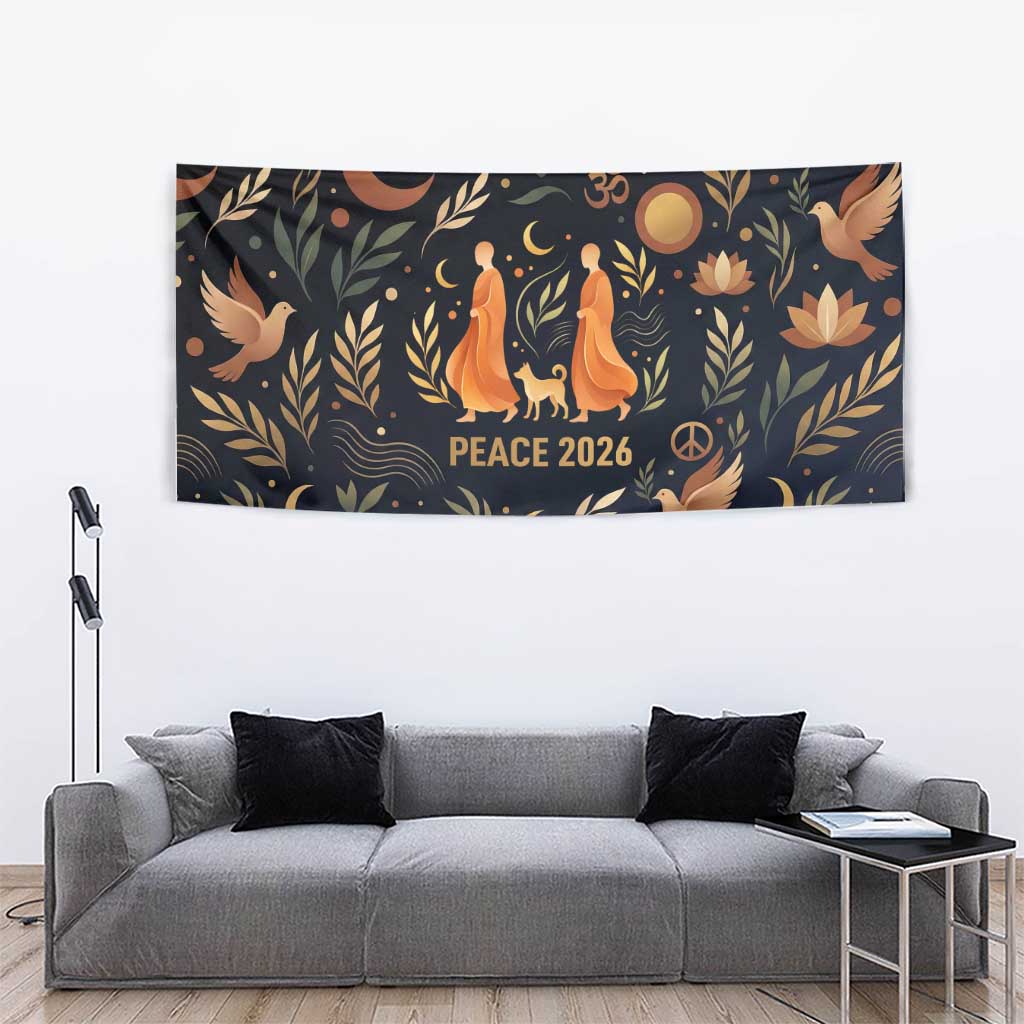 Peace 2026 Spiritual Harmony Tapestry Bohemian Celestial Mandala Illustration