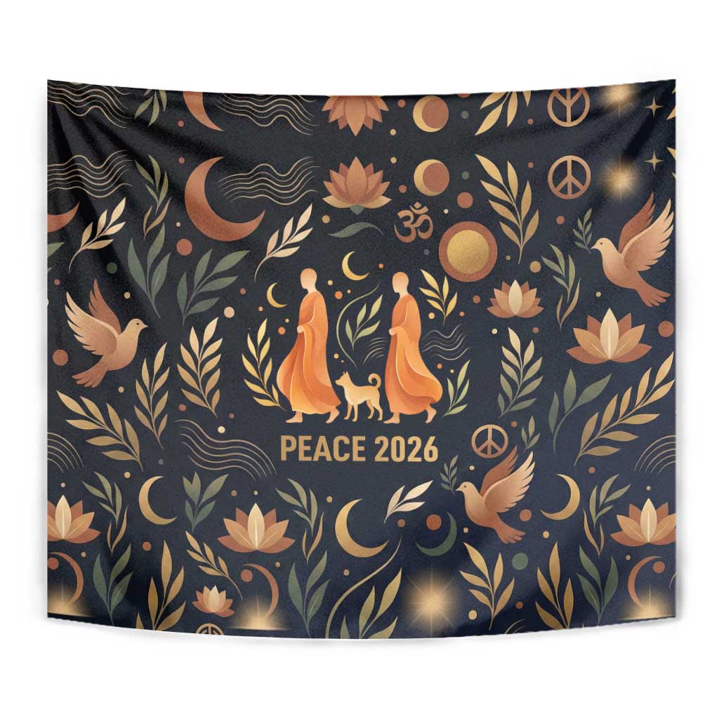 Peace 2026 Spiritual Harmony Tapestry Bohemian Celestial Mandala Illustration