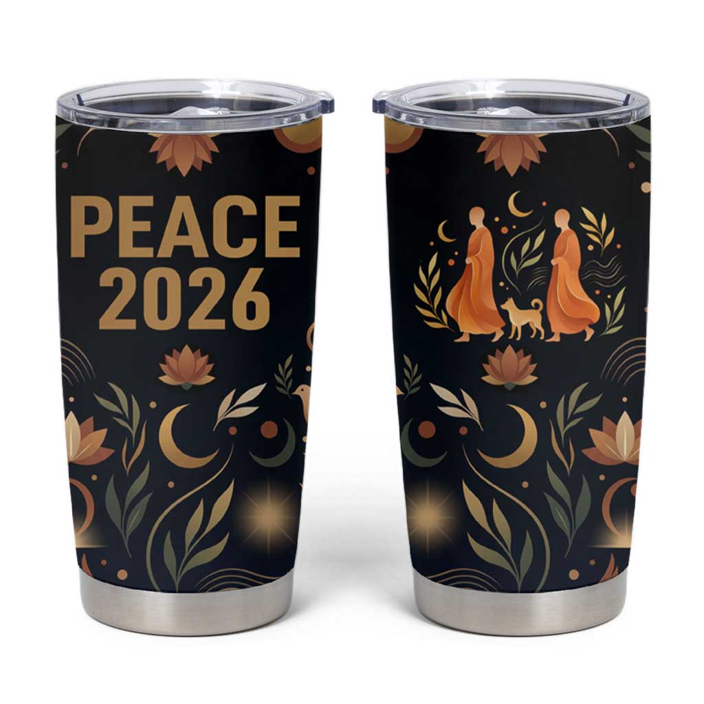 Peace 2026 Spiritual Harmony Tumbler Cup Bohemian Celestial Mandala Illustration