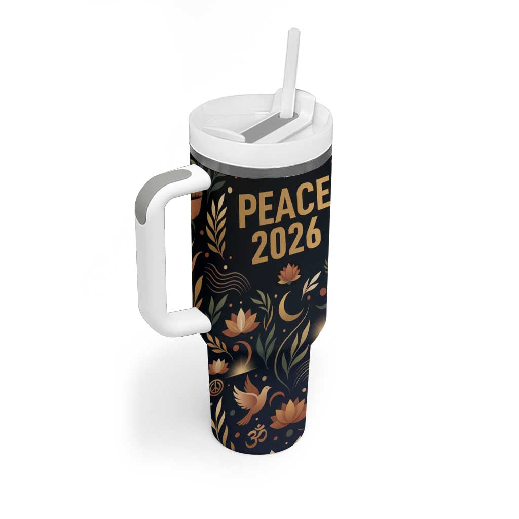 Peace 2026 Spiritual Harmony Tumbler With Handle Bohemian Celestial Mandala Illustration