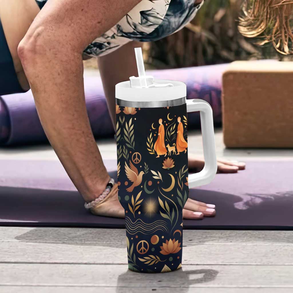 Peace 2026 Spiritual Harmony Tumbler With Handle Bohemian Celestial Mandala Illustration