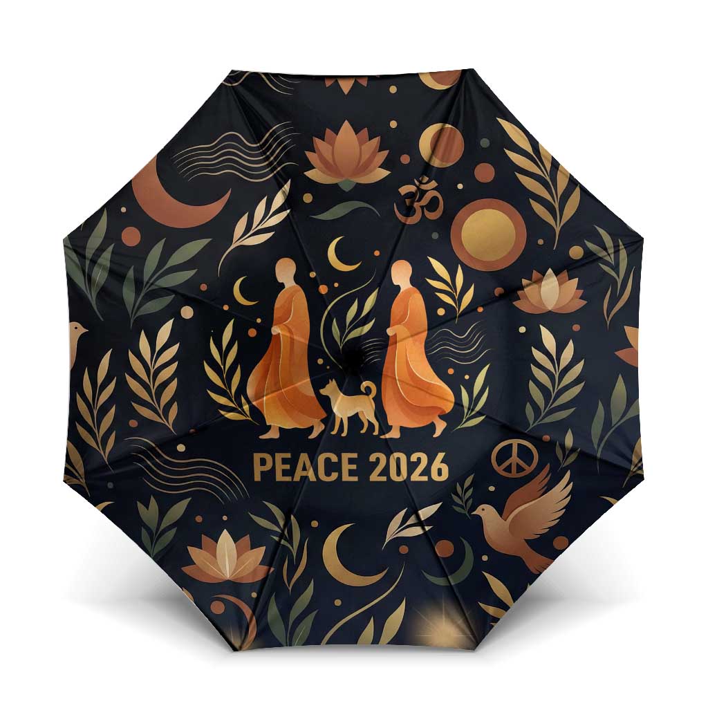 Peace 2026 Spiritual Harmony Umbrella Bohemian Celestial Mandala Illustration