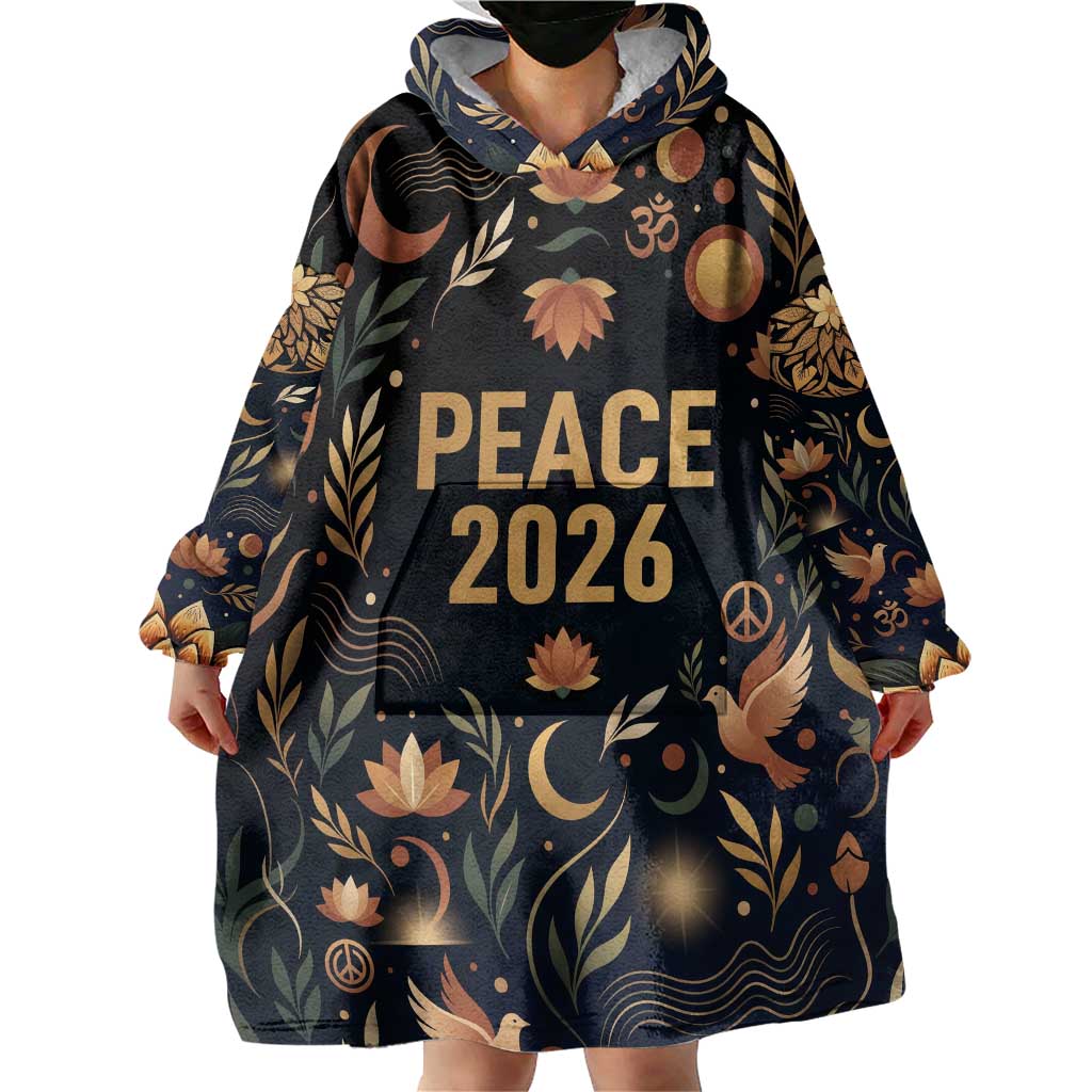 Peace 2026 Spiritual Harmony Wearable Blanket Hoodie Bohemian Celestial Mandala Illustration