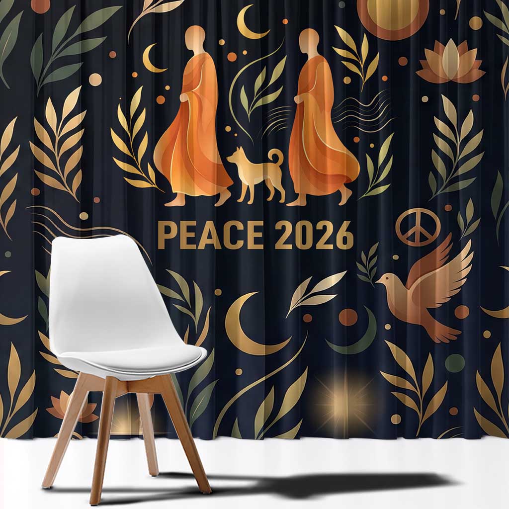 Peace 2026 Spiritual Harmony Window Curtain Bohemian Celestial Mandala Illustration