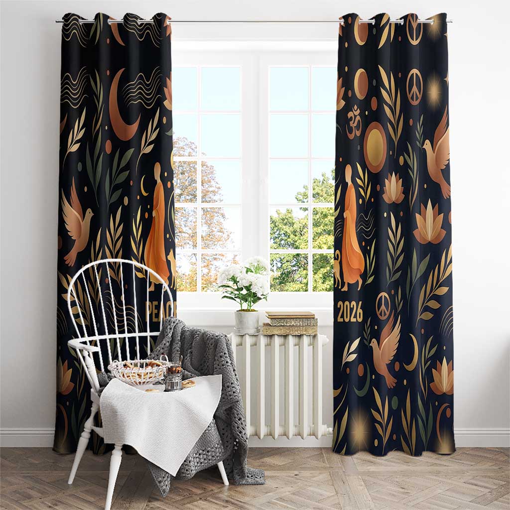 Peace 2026 Spiritual Harmony Window Curtain Bohemian Celestial Mandala Illustration