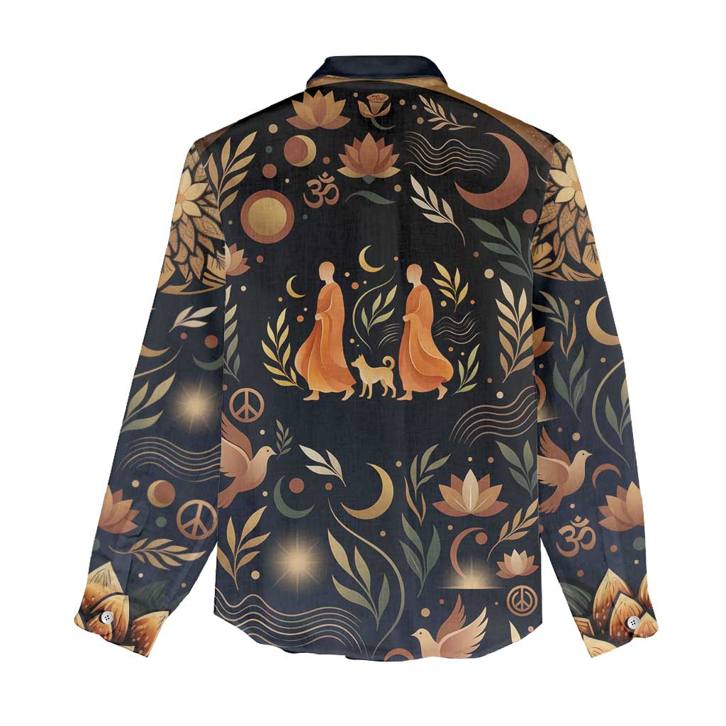 Peace 2026 Spiritual Harmony Women Casual Shirt Bohemian Celestial Mandala Illustration