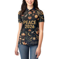 Peace 2026 Spiritual Harmony Women Polo Shirt Bohemian Celestial Mandala Illustration