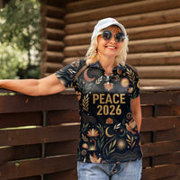 Peace 2026 Spiritual Harmony Women Polo Shirt Bohemian Celestial Mandala Illustration