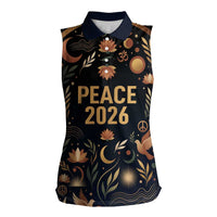 Peace 2026 Spiritual Harmony Women Sleeveless Polo Shirt Bohemian Celestial Mandala Illustration