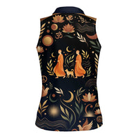 Peace 2026 Spiritual Harmony Women Sleeveless Polo Shirt Bohemian Celestial Mandala Illustration