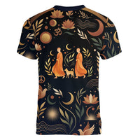 Peace 2026 Spiritual Harmony Women V-Neck T-Shirt Bohemian Celestial Mandala Illustration