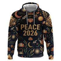 Peace 2026 Spiritual Harmony Zip Hoodie Bohemian Celestial Mandala Illustration