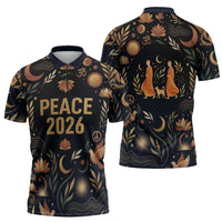 Peace 2026 Spiritual Harmony Zipper Polo Shirt Bohemian Celestial Mandala Illustration