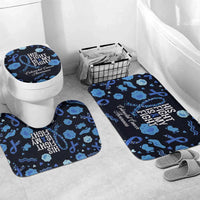 His Fight Is My Fight Colorectal Cancer Awareness Bathroom Set Blue Ribbon Heart Pattern Illustration