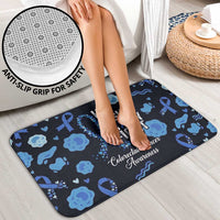 His Fight Is My Fight Colorectal Cancer Awareness Bathroom Set Blue Ribbon Heart Pattern Illustration