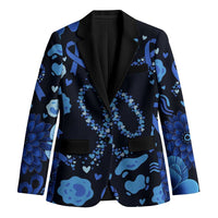 His Fight Is My Fight Colorectal Cancer Awareness Blazer Blue Ribbon Heart Pattern Illustration