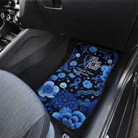 His Fight Is My Fight Colorectal Cancer Awareness Car Mats Blue Ribbon Heart Pattern Illustration