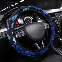His Fight Is My Fight Colorectal Cancer Awareness Steering Wheel Cover Blue Ribbon Heart Pattern Illustration