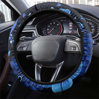 His Fight Is My Fight Colorectal Cancer Awareness Steering Wheel Cover Blue Ribbon Heart Pattern Illustration