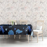 His Fight Is My Fight Colorectal Cancer Awareness Tablecloth Blue Ribbon Heart Pattern Illustration