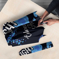 His Fight Is My Fight Colorectal Cancer Awareness Umbrella Blue Ribbon Heart Pattern Illustration
