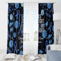 His Fight Is My Fight Colorectal Cancer Awareness Window Curtain Blue Ribbon Heart Pattern Illustration