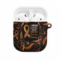 Personalized I Wear Orange Kidney Cancer Awareness AirPods Case Feathered Ribbon Silhouette Illustration