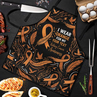 Personalized I Wear Orange Kidney Cancer Awareness Apron Feathered Ribbon Silhouette Illustration