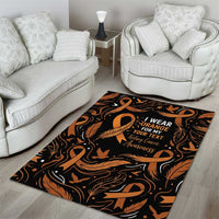 Personalized I Wear Orange Kidney Cancer Awareness Area Rug Feathered Ribbon Silhouette Illustration