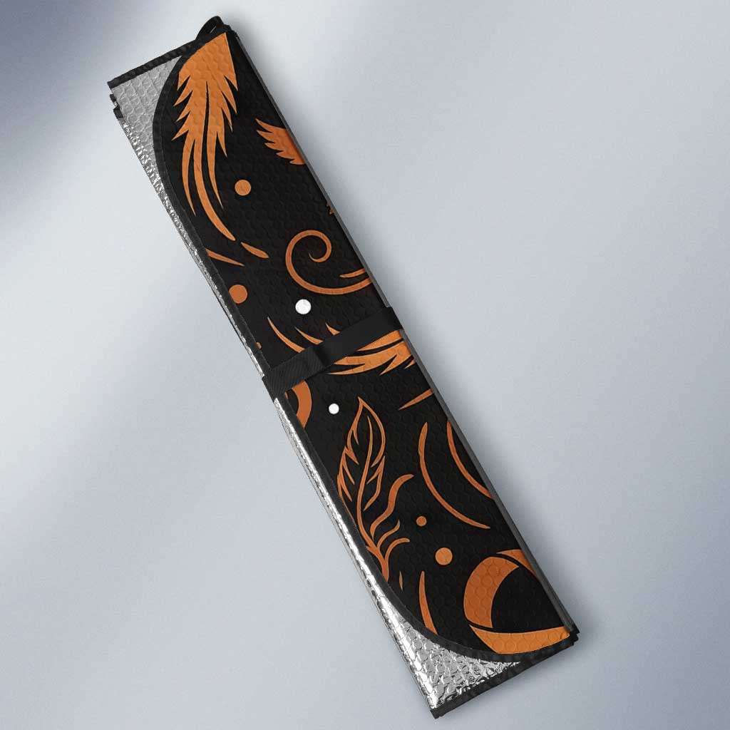 Personalized I Wear Orange Kidney Cancer Awareness Auto Sun Shade Feathered Ribbon Silhouette Illustration