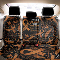 Personalized I Wear Orange Kidney Cancer Awareness Back Car Seat Cover Feathered Ribbon Silhouette Illustration
