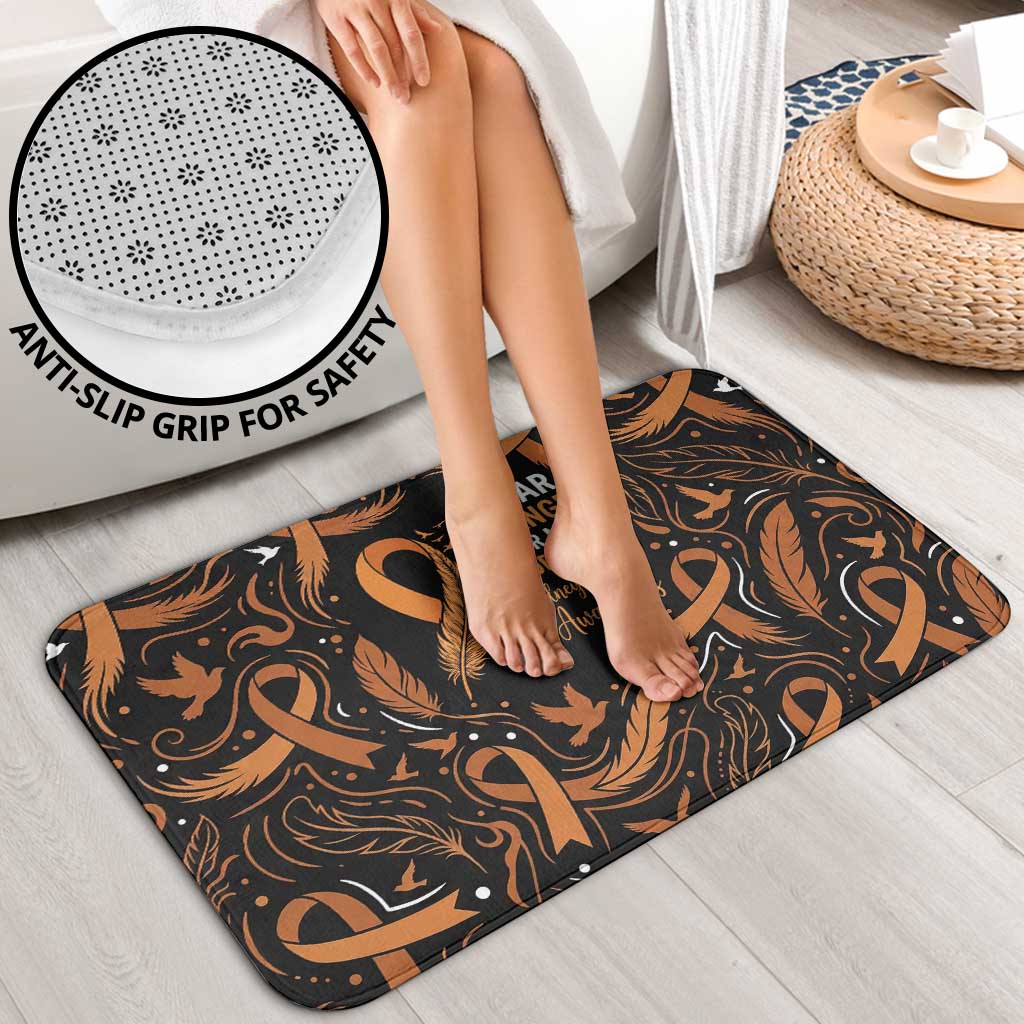 Personalized I Wear Orange Kidney Cancer Awareness Bathroom Set Feathered Ribbon Silhouette Illustration