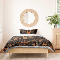 Personalized I Wear Orange Kidney Cancer Awareness Bedding Set Feathered Ribbon Silhouette Illustration