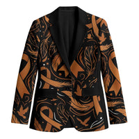 Personalized I Wear Orange Kidney Cancer Awareness Blazer Feathered Ribbon Silhouette Illustration