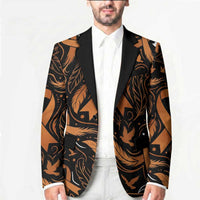 Personalized I Wear Orange Kidney Cancer Awareness Blazer Feathered Ribbon Silhouette Illustration