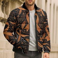 Personalized I Wear Orange Kidney Cancer Awareness Bomber Puffer Jacket Feathered Ribbon Silhouette Illustration