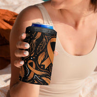 Personalized I Wear Orange Kidney Cancer Awareness 4 in 1 Can Cooler Tumbler Feathered Ribbon Silhouette Illustration