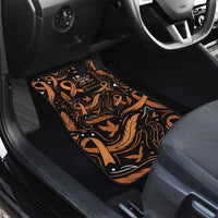 Personalized I Wear Orange Kidney Cancer Awareness Car Mats Feathered Ribbon Silhouette Illustration