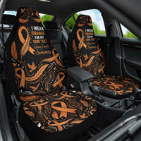 Personalized I Wear Orange Kidney Cancer Awareness Car Seat Cover Feathered Ribbon Silhouette Illustration