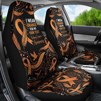 Personalized I Wear Orange Kidney Cancer Awareness Car Seat Cover Feathered Ribbon Silhouette Illustration