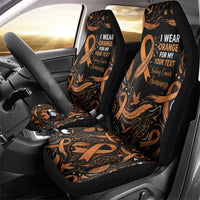 Personalized I Wear Orange Kidney Cancer Awareness Car Seat Cover Feathered Ribbon Silhouette Illustration