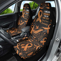 Personalized I Wear Orange Kidney Cancer Awareness Car Seat Cover Feathered Ribbon Silhouette Illustration