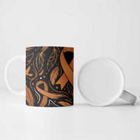 Personalized I Wear Orange Kidney Cancer Awareness Ceramic Mug Feathered Ribbon Silhouette Illustration