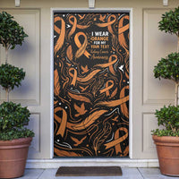 Personalized I Wear Orange Kidney Cancer Awareness Door Cover Feathered Ribbon Silhouette Illustration