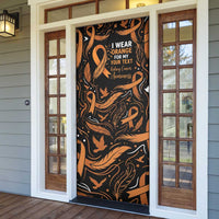 Personalized I Wear Orange Kidney Cancer Awareness Door Cover Feathered Ribbon Silhouette Illustration