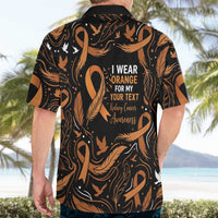 Personalized I Wear Orange Kidney Cancer Awareness Hawaiian Shirt Feathered Ribbon Silhouette Illustration