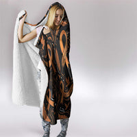 Personalized I Wear Orange Kidney Cancer Awareness Hooded Blanket Feathered Ribbon Silhouette Illustration